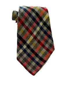 Ray Lundquist Neck Tie 4.5" Wide 52" Long Multicolor Tartan Plaid Hand Made - Picture 1 of 5