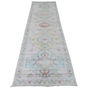 3'1"x10' Pink Anatolian Village Inspired All Wool Hand Knotted Runner Rug R20698 - Picture 1 of 6