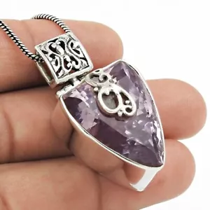 Mujeres Regalo Gema Amatista Artesano Colgante 925 Plata de Ley Joyería V57 - Imagen 1 de 9