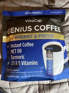 VitaCup Genius Bastoncini di Caffè Istantaneo, Tostatura Media, 24 Bastoncini...W - Foto 1 di 8