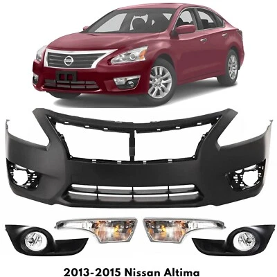 Front Bumper Cover Primed & Fog Lights Assembly Kit For 2013-2015 Nissan Altima - Image 1 of 4