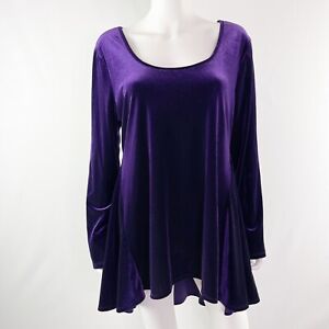 The Pyramid Collection Size XL Purple Velvet Tunic Top Velour Lagenlook