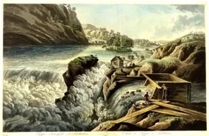J.F.MARTIN WATERFALL AQUATINT HANDCOLOURED c.1790-1800 - Bild 1 von 1