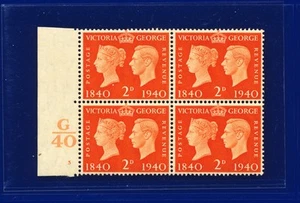 1940 SG482 2d Orange Centenary QCom5 Cntrl G/40 Cyl. 3 No Dot Block (4) MNH phqx - Bild 1 von 3