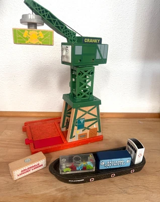 Thomas & Friends Wood Cranky At The Docks Magnetic Crane & Boat and Cargo 2017 - Image 1 of 4