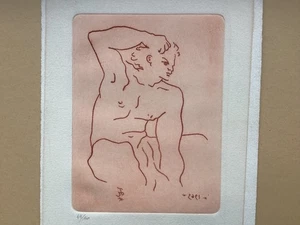 Originale alte Jean Cocteau Radierung signiert datiert nummeriert limitiert - Bild 1 von 5