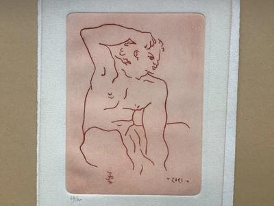 Originale alte Jean Cocteau Radierung signiert datiert nummeriert limitiert - Bild 1 von 4