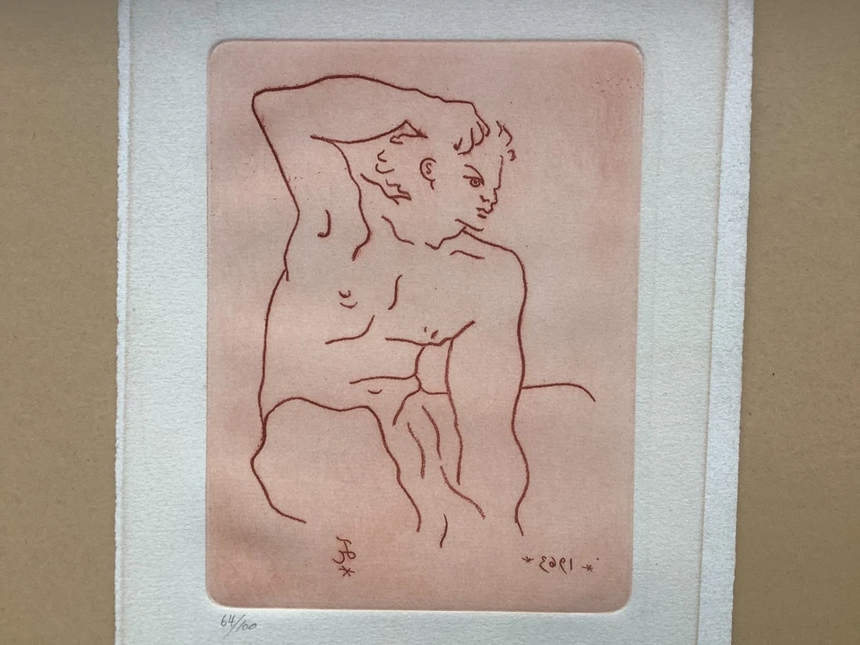 Originale alte Jean Cocteau Radierung signiert datiert nummeriert limitiert - Bild 1 von 4