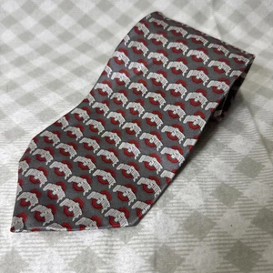 Ohio State University Silk Tie Necktie Red Gray OSU College Logo Pattern - Picture 1 of 6