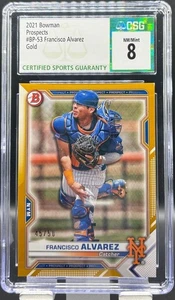 Bowman Prospects 2021 #BP-53 Francisco Álvarez Gold Parallel #/50 NY Mets CSG 8 - Imagen 1 de 2