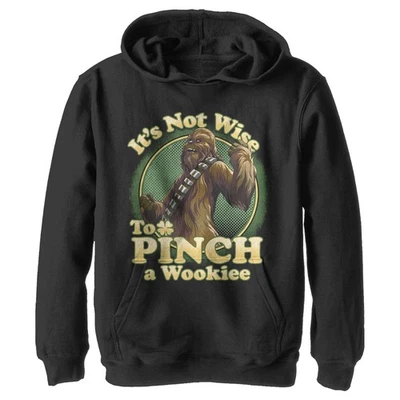 Boy's Star Wars St. Patrick's Day It's Not Wise To Pinch A Wookie Pull Over Hood - Image 1 of 2