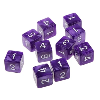 NEW 10pcs Purple Six Sided D6 Dice Playing D&D RPG Board Game Favours - Image 1 of 4