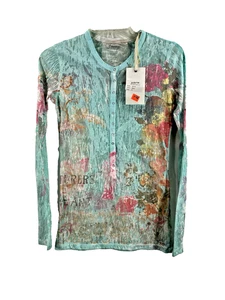Anama Damen Junior Top blau türkis rosa orange transparent Langarm Größe Small - Bild 1 von 8