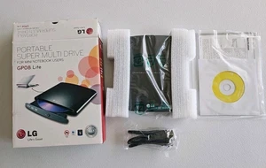LG Portable CD/DVD Burner Super Multi Drive GP08 Lite USB 2.0 8X GP08NU6B TESTED - Afbeelding 1 van 7