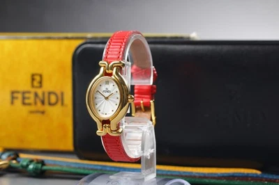 [Near MINT w/ Box Paper] FENDI 640L 24mm Change Belt 5 Colors Women Gold Watch - Image 1 of 4