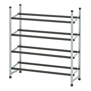 Mainstays 4-Tier Expandable Shoe Rack – Holds Up to 20 Pairs, Black & Silver - Picture 1 of 8
