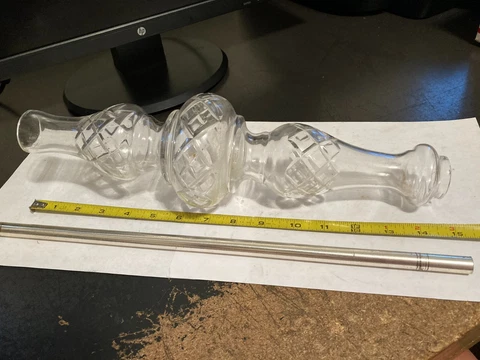 ANTIQUE GLASS CRYSTAL CHANDELIER LIGHT 14 1/2" LONG CRISS CROSS DESIGN BODY PART Cover