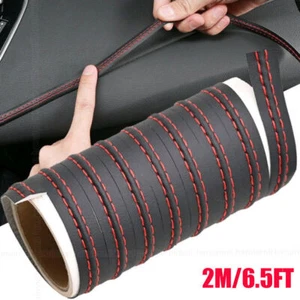 2M PU Leather Car Dashboard Decor Line Strip Sticker Moulding Trim Accessories - Picture 1 of 22