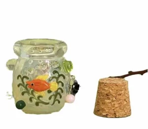 Tarro de almacenamiento de vidrio soplado a mano, frasco de especias, almacenamiento de escritorio, frascos de colección parte superior de corcho - Imagen 1 de 5