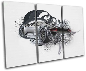 Porsche 918 Abstrakte Moderne Autos DREIBELT LEINWANDKUNST Bilddruck - Bild 1 von 1