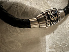 Kay Jewelers srebrne magnetyczne zapięcia z plecioną skórzaną bransoletą męskie