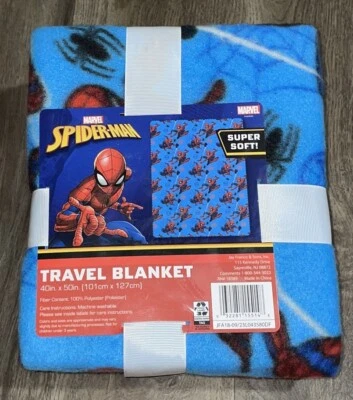 MARVEL SPIDER-MAN TRAVEL BLANKET/ THROW MULTI COLOR SOFT FLEECE 40” X  50” NWT - Image 1 of 3