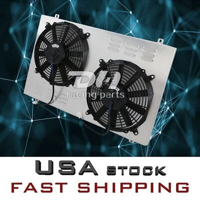 Ventilador de radiador de aluminio + cubierta para camioneta Chevy 88-99 C/K C1500 C2500 28" con ventilador de 12" Foto 1 de 4