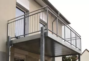 Vorstellbalkon Anbaubalkon 3 m x 1,5 m Stahl feuerverzinkt Balkonbau - Bild 1 von 7