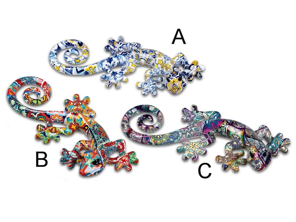 Wanddeko Gecko Deko Tier Figur Lurch Eidechse Skulptur Wandbild Echse Drachen - Bild 1 von 1