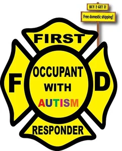 Occupant with Autism First Responder Fire Dept Maltese Cross Decal Sticker p218 - Picture 1 of 2