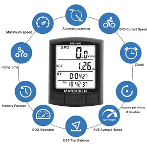Wire/Wireless Bike Computer Speedometer Bicycle Odometer LCD Screen Waterproof - Picture 1 of 13