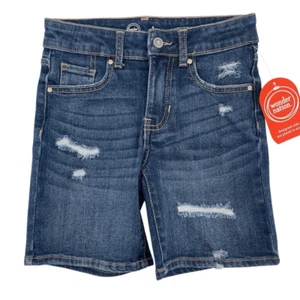 Wonder Nation Girl’s Destructed Dark Enzyme Wash 6” Bermuda Denim Shorts Size 6 - Picture 1 of 9
