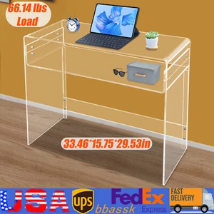33.46*15.75*29.53 in Home Office Desk Clear Acrylic Desk Computer Desk - Picture 1 of 17