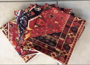 Set 4 Cushion Covers New Pattern Orange / Red Multi Square 18in White Back Zip - Picture 1 of 11