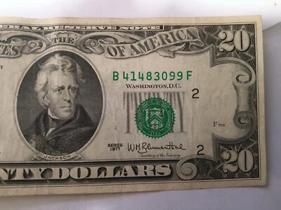 1977 $20.00 NOTE MINT CRISP UNCIRCULATED LOOKS NEW ALMOST 46 YEARS OLD,WOW! - Image 1 of 4