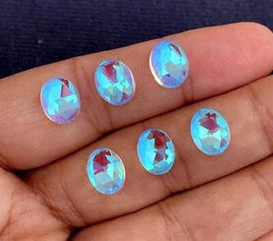 Beautiful Rainbow Mystic Quartz Rose Cut Oval Cabochon, 10.5x8 MM 2 Pieces 7Ct. - Picture 1 of 2