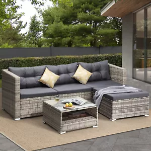 Livsip Outdoor Lounge Setting 5pc Wicker Sofa Set Rattan Patio Garden Furniture - Picture 1 of 10