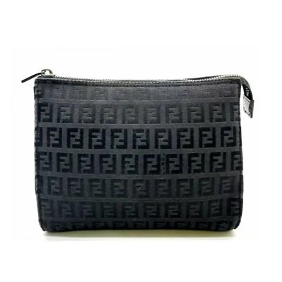 Fendi Zucca Pattern Zucchino Canvas Nylon Black Pouch 80-012625 - Image 1 of 4