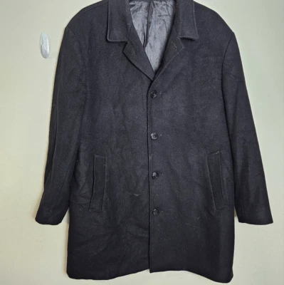 Abrigo London Fog negro carbón botón lana para hombre 44S Foto 1 de 4