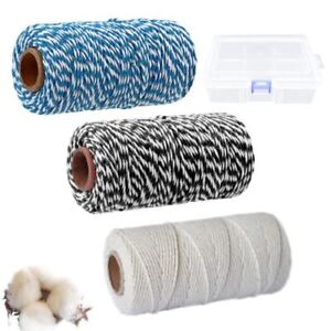 Cotton Twine-3 Rolls of 2mm Baker's Ribbon Twine Candy Twine Packaging Rope, E