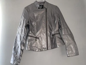 Brave Soul faux leather jacket gathered waistline 2 pockets full zipper closure  - Picture 1 of 6