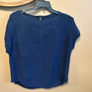 Talbots blau Strickpullover abgerundetes Unten Neu mit Etikett Lagenlook Stück Leinen - Bild 1 von 7