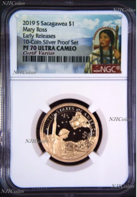 2019 S Proof Native American Mary Ross NGC PF70 Dollar from 10-coin-silver-set E - Image 1 of 2