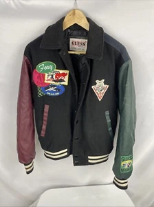 GUESS X MARKET LETTERMAN VARSITY JACKET FAUX -LEATHER SLEEVES Size Small - Picture 1 of 6