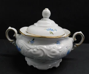 Wawel China Sugar Bowl With Blue Flowers & Gold Trim Made in Poland - Picture 1 of 8