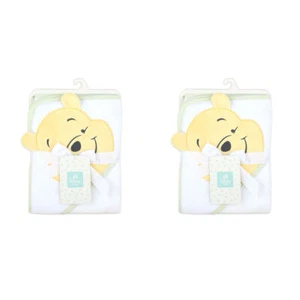 2PK Disney Pooh Baby/Kids/Toddler Cotton Character Hooded Bath Towel 76x76cm - Picture 1 of 4