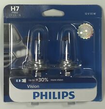 Philips H7 Vision Upgrade Headlight Bulb with up to 30% More Vision, 2 Pack