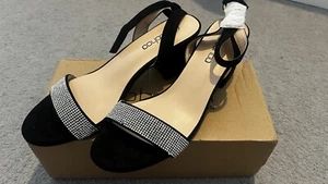 Boohoo Black Diamanté Embellished Block Heels. - Picture 1 of 3