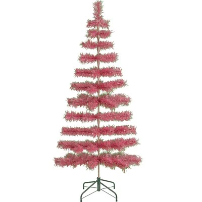 60in Pink and Silver Firework Tinsel Christmas Tree, 5FT, Metal Stand Included - Image 1 of 4