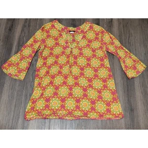 J. Crew Floral Print Tunic Top Bell Sleeve Bohemian Blouse Size S - Picture 1 of 4